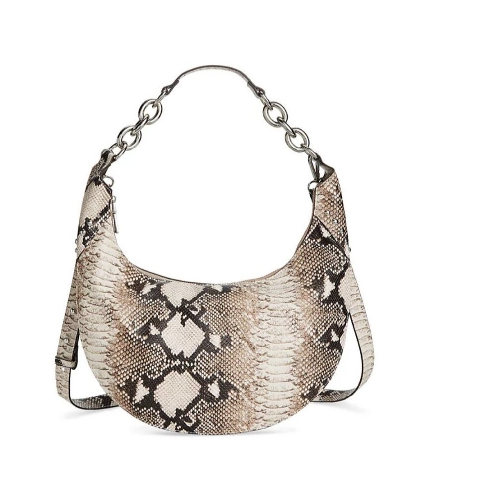 INC Giannaa studded women's medium shoulder crossbody bag -Snake Python Print